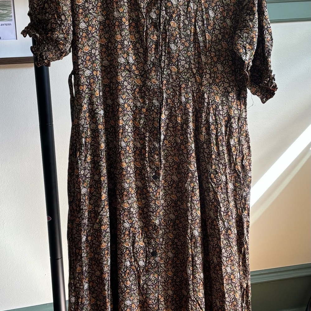 Natural Life Brown Floral Button-Up Dress